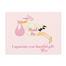 Danke Pink Polka Dots mit Stork