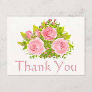 Danke Pink Rose Flower Blank Floral Postkarte