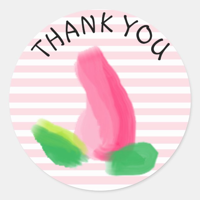 Danke, Pink Rosenknospe Stickers (Vorderseite)