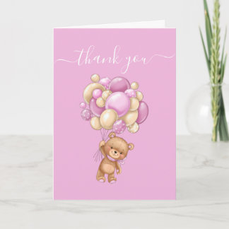 Danke Pink Teddy Wonderful Balloons Karte