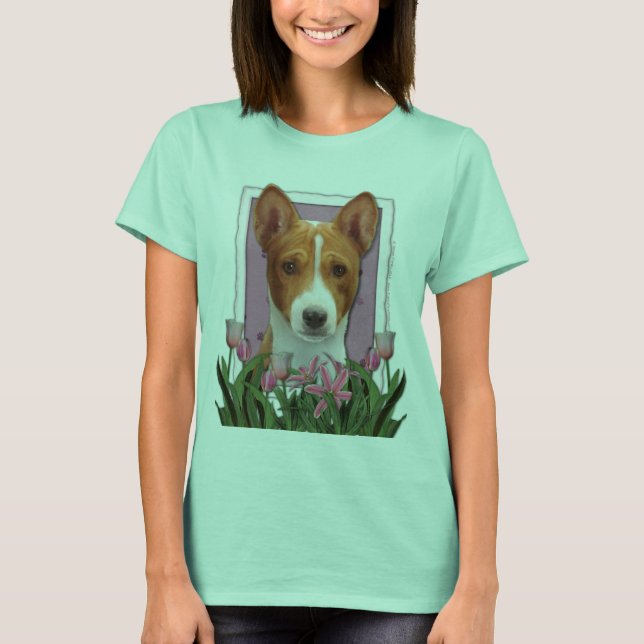 Danke - Pink Tulips - Basenji T-Shirt (Vorderseite)