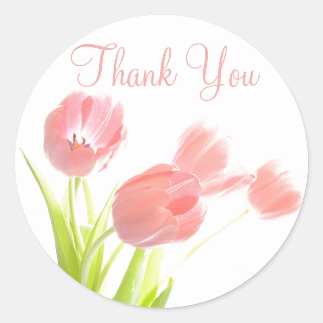 Danke Pink Tulips Blumenmuster Sticker (Vorderseite)