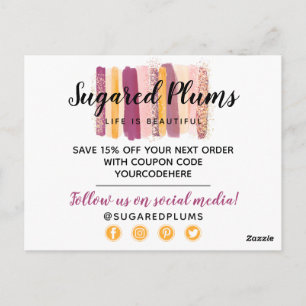 Danke Plum Purple & Gold Paint Strokes Gutschein Postkarte
