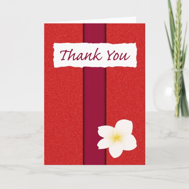 Danke: Plumeria über Rot Dankeskarte (Vorderseite)