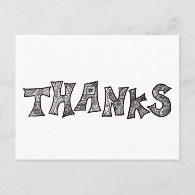 Danke Postcard in Schwarzweiß Postkarte (Vorderseite)