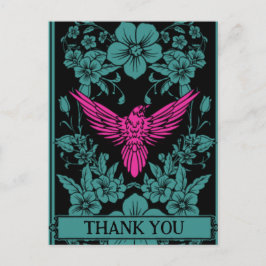 Danke, Postkarte. Exotischer rosa Vogel, dunkelbla Postkarte