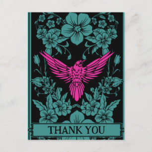Danke, Postkarte. Exotischer rosa Vogel, dunkelbla Postkarte