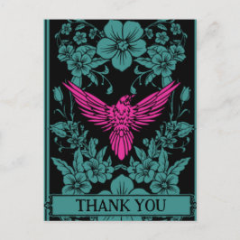 Danke, Postkarte. Exotischer rosa Vogel, duskyblau Postkarte