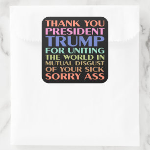 Danke Präsident Trump für die Einigung der Welt Quadratischer Aufkleber