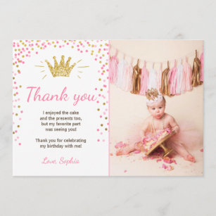 Danke, Prinzessin Birthday Gold Pink zu kardieren Dankeskarte
