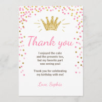 Danke, Prinzessin Birthday Gold Pink zu kardieren