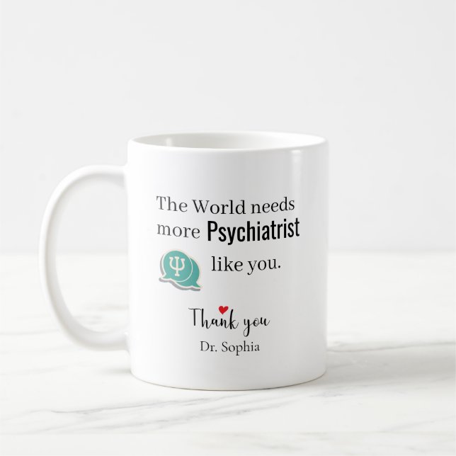 Danke Psychiater Benutzerdefinierter Name Kaffeetasse (Links)