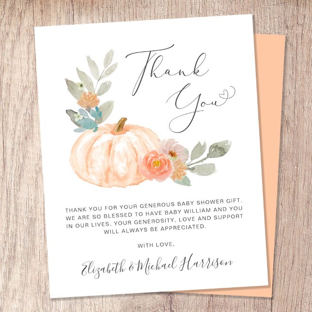Danke Pumpkin Watercolor Baby Showcard (Celebrate your little pumpkin's arrival and let your loved ones know how much their support means)