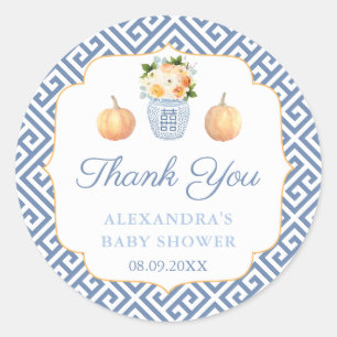 Danke Pumpkins Chinoiserie Brautparty Runder Aufkleber