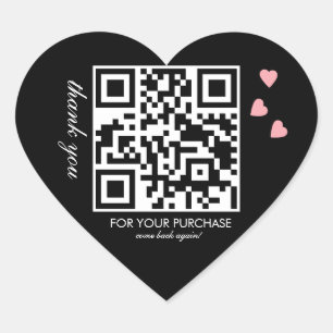 Danke QR-Code-Script Rosa schwebend Herz-Aufkleber