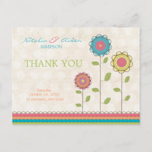 Danke Rainbow Colorful Tall Blume Postcard Postkarte