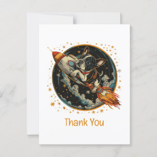 Danke Raketenschiff Französische Bulldogge Astrona Postkarte