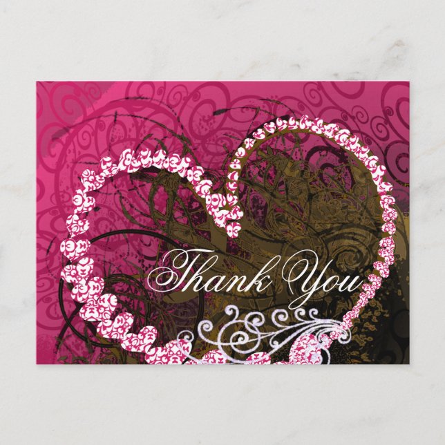 Danke Rasberry Hearts Postkarte (Vorderseite)