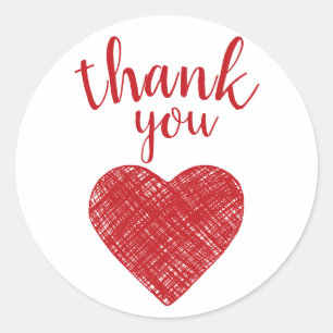 Danke, Red heart Liebe Redewendungen Runder Aufkleber
