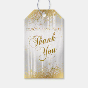 Danke reiner weißer Satin und Gold Geschenkanhänger