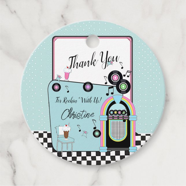 Danke, Retro 1950er Diner Birthday Geschenkanhänger (Vorderseite)