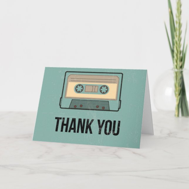 Danke, - Retro Kasette-Entwurf zu kardieren Dankeskarte (Vorderseite)