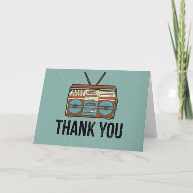 Danke, - Retro Radioentwurf zu kardieren Dankeskarte (Vorderseite)