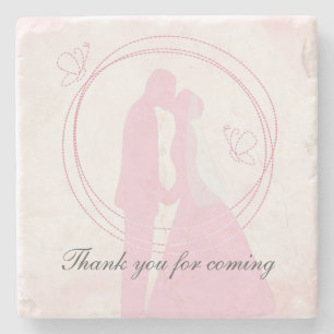 Danke Romantischer Träumerischer Rosa Hochzeitspaa Steinuntersetzer