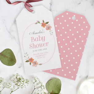 Danke rosa Babyparty mit empfindlichem Blumen Geschenkanhänger