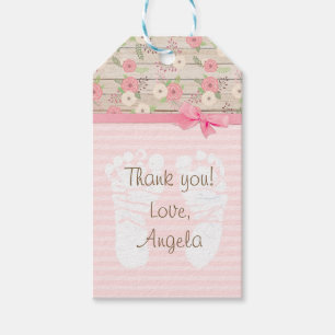 Danke rosa BlumenBabyparty-Geschenk-Umbau Geschenkanhänger