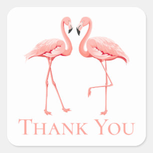Danke Rosa Flamingo Tropische Hochzeit Strand Quadratischer Aufkleber