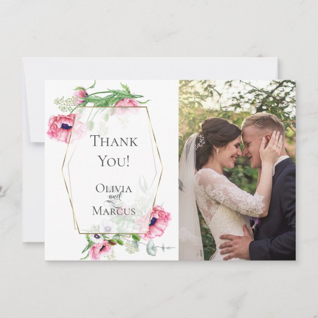 Danke | Rosa Pflaume Botanisches FOTO Rahmen (Vorderseite)