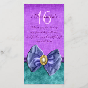 "danke" rosa schwarze Edelsteine "16. Geburtstag" Dankeskarte