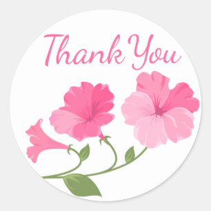 Danke Rosa Und Weiße Florale Fuchsien Blumen Runder Aufkleber
