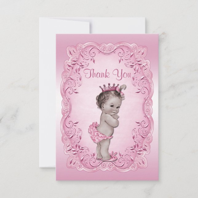 Danke rosa Vintage Dusche Prinzessin-Baby (Vorderseite)