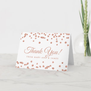 "Danke" Rose Gold Faux Glitter Konfetti Weiß Dankeskarte