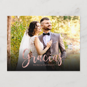 Danke Rose Gold Foto Hochzeit Spanisch Dankeschön Postkarte