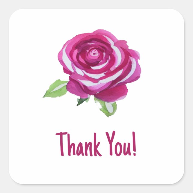 Danke Rose Quadratischer Aufkleber (Vorderseite)