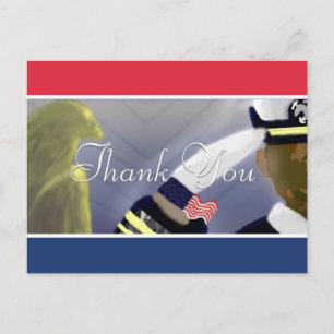 Danke   Rot Weiß Blau Gestreifte US Veteran Kunst Postkarte