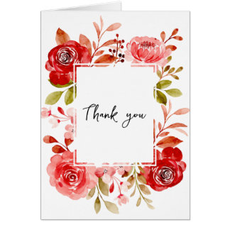 Danke Rote Rose Pink Peony Floral Frame Card