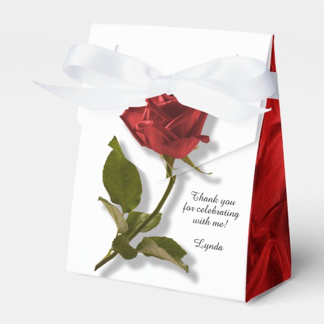 Danke - Rote Rose und Stem - Blumenfotografie Geschenkschachtel (Vorderseite)