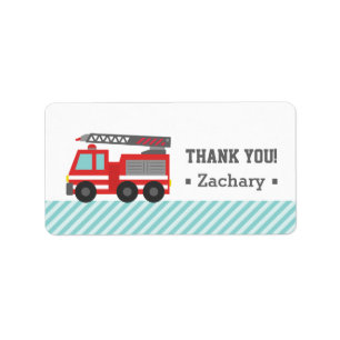 Danke, rotes Feuerwehrauto Adressaufkleber