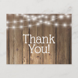 Danke Rustic Wood String Lights Baby Note Card Mitteilungskarte