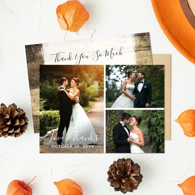 Danke Rustic Wood Wedding Foto Pic Collage (Von Creator hochgeladen)