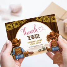 DANKE-SAG-KARTE Cowboy Cowgirl Geschlecht Enthüllu