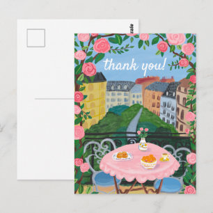 DANKE SAGEN Blumen Terrasse Teezeit Paris Postkarte