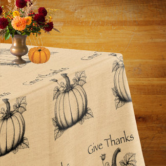 Danke sagen Land-Kürbisse auf Faux-Burlap  Tischdecke