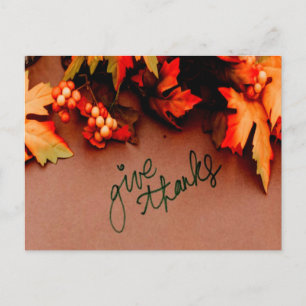 Danke sagen mit Herbstblättern Erntedankfest Postkarte