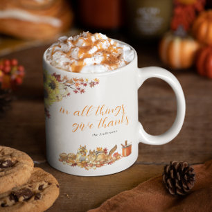 Danke sagen Wasserfarbe Thanksgiving-Monogramm Kaffeetasse