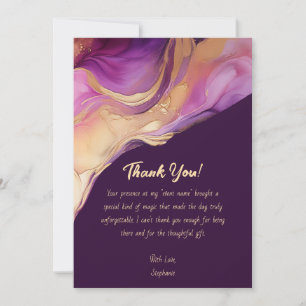 Danke-Schick Abstract Lila Rosa und Gold- Einladung